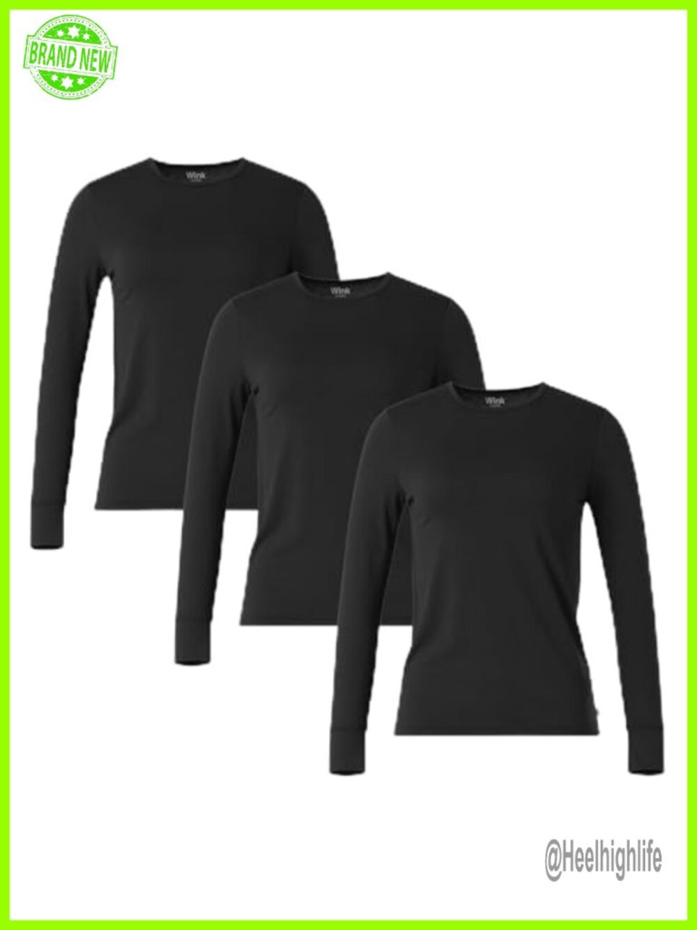 Wink Women's 3-Pack Long Sleeve Underscrub Tees Layer Shirt Crew Neck